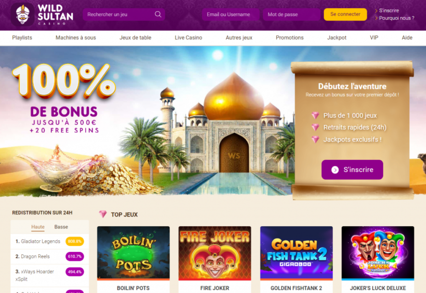 Jeux logo Wild Sultan Casino.