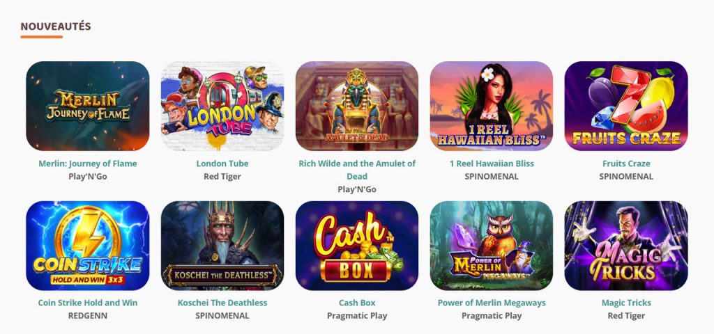 jeux de casino disponibles sur MoiCasino 